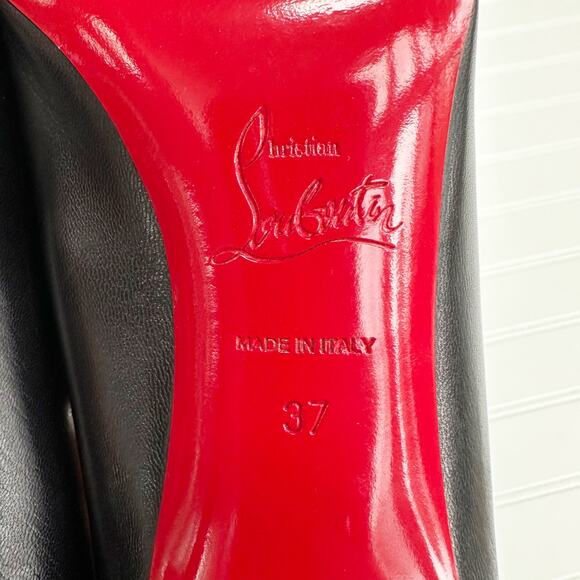 Christian Louboutin Simple Black Nappa Leather Pumps 100 Round Toe Heels 37 - Picture 5 of 11